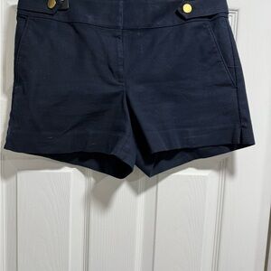 LOFT Navy Shorts with Gold Accents